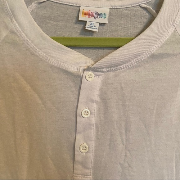 LuLaRoe Mark White Unisex Henley Long Sleeve T-Shirt XL - Picture 3 of 6